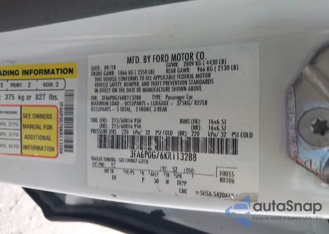 2019 Ford Fusion S from USA, damaged, VIN 3FA6P0G76KR113288
